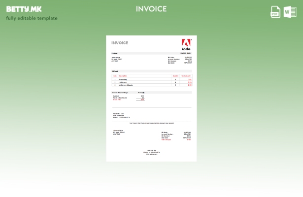 Модерен стил USA Adobe шаблон фактура